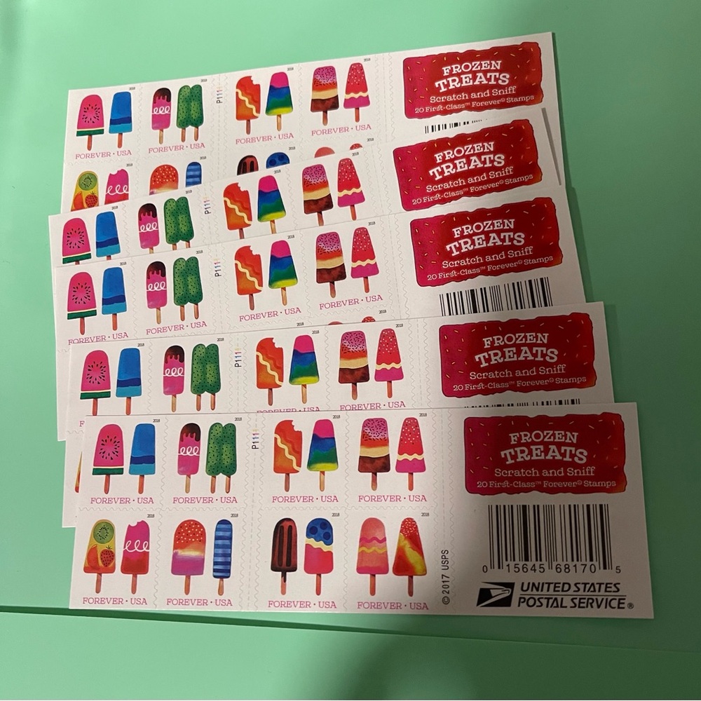 FIVE BOOKS (100) Frozen Treats Forever Stamps 2018 New old Stock, MNH